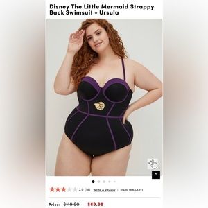 Torrid Disney The Little Mermaid Strappy Back Swimsuit - Ursula, Size 2
